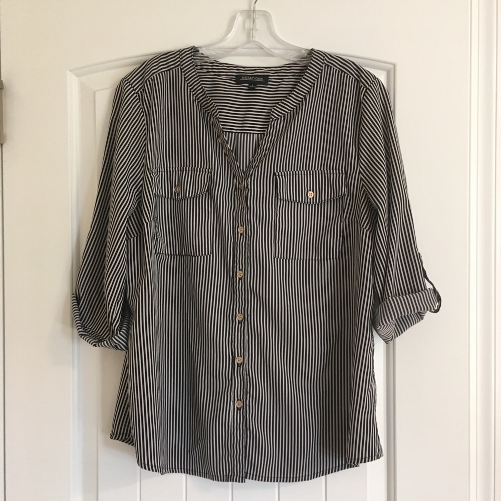 Black and white striped blouse